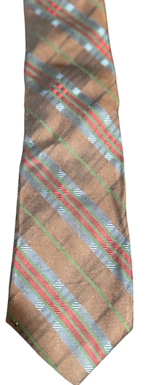Vintage Oleg Cassini Men's Brown & Blue Stripe Necktie